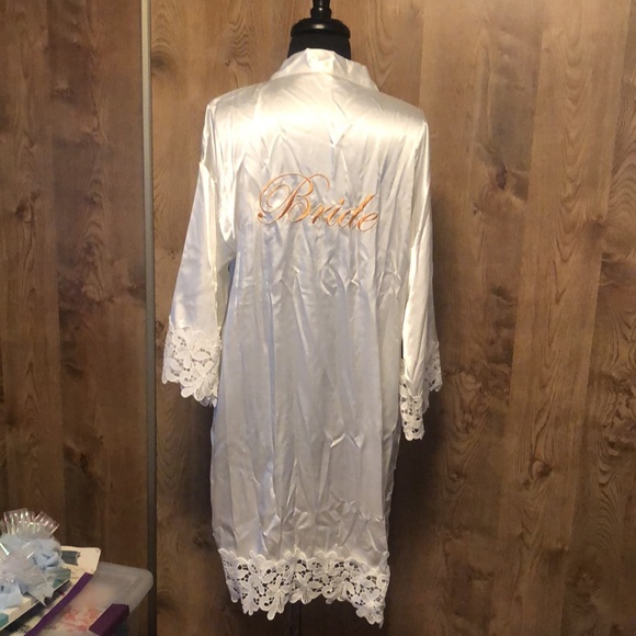 New Without Tags:  Silky Bridal Robe with belt - Picture 3 of 17